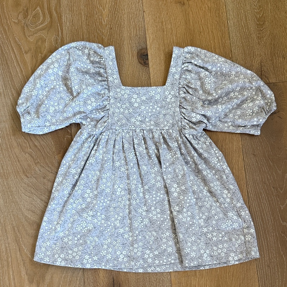 Square Neck Puff Sleeve Floral Baby Dress - Lavender Floral Rylee + Cru 2-3Y